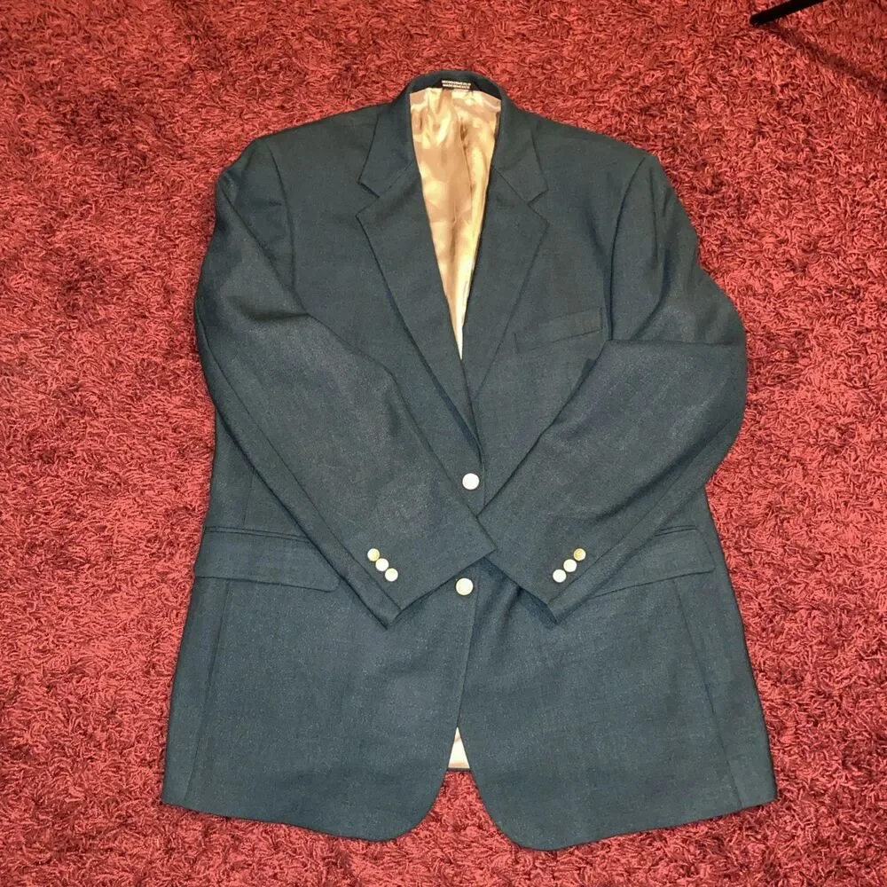 Luxury Stafford Blazer Green Sport Coat Men’s 48 Gold Buttons Suit Jacket USA